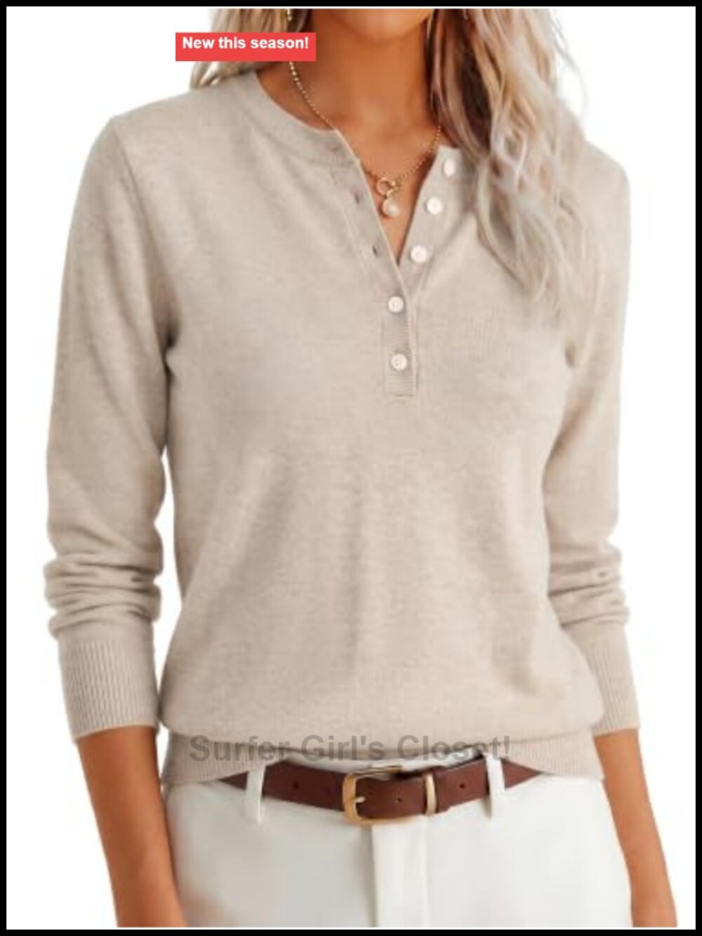 Henley Long Sleeve Lightweight Pullover Sweater